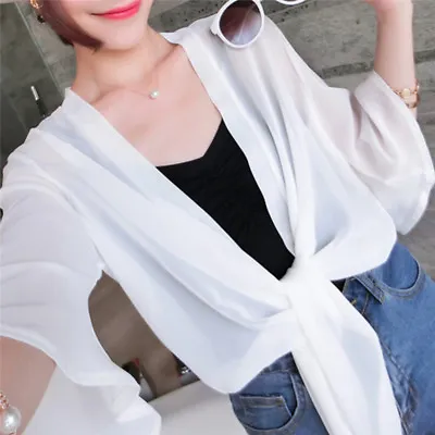 Women Summer Casual Loose Chiffon Shawl Kimono Sun Protection Cardigan Beac)>G • $6.43